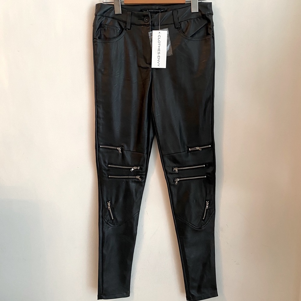 Signature 8 Faux Leather Stretch Zipper Pants
